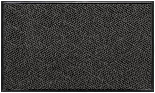 Diamonds Front Door Mat Indoor Outdoor Entrance (59"L x 35.5"W x 0.4"Th / Charcoal)