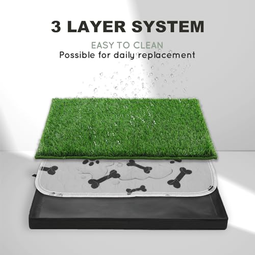 Grass Pee Pads for Dogs Potty with Foldable Dog Litter Box (X-Large for Dog＜ 38" Length)