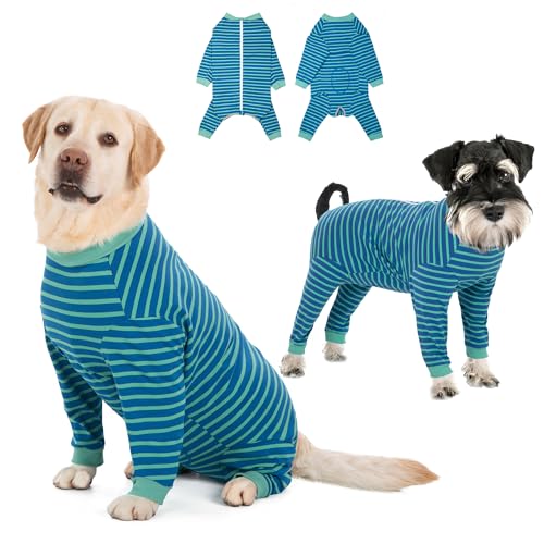 Dog Onesie Surgery Recovery Suit for Large Medium Bodysuit Dogs Pajamas PJS Full Body for Shedding (X-Large / Blue Green)