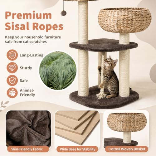 41 Inch Modern Cat Tree for Indoor Cats (41 inches / Coffee)