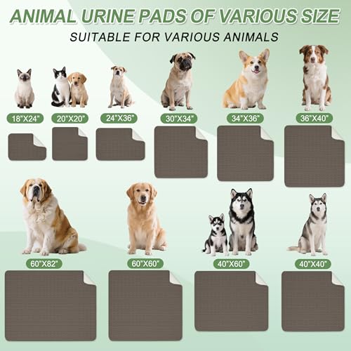 Washable Pee Pads for Dogs Puppy Pad (Coffee / 20"x20"(Pack of 2))