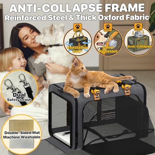 Expandable Large Pet Carrier (24.0"L x 16.0"W x 16.0"H / Mid-Hemp Gray)