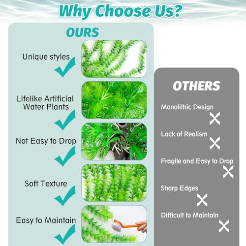 Aquarium Plastic Plants Aquarium Decor Artificial Fish Tank Plants (A / 20.4 in)