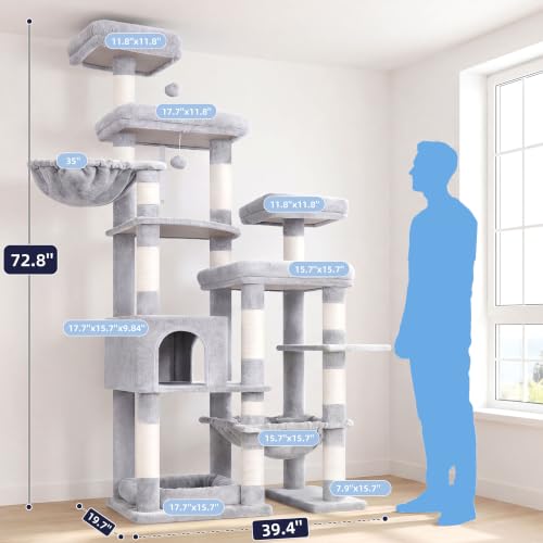 Cat Tree Tower (Light Gray / 72.8 Inches)