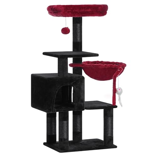 Cat Tree with Toy (43.3 inch / Black and Red)