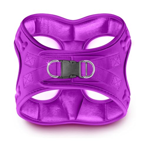 Comfort Fit Dog Harness Step In No Pull Harness for Small Medium Sized Dogs Soft Padded No Escape Harness Adjustable Easy Buckle with Leash Attachment D (M (Chest 17"-18.5") / Purple Plush)