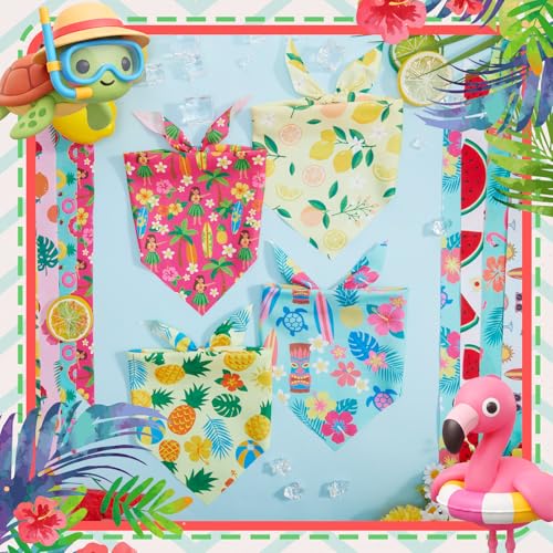 50 Pcs Summer Bandanas Bulk for Dogs Kerchief Bibs Scarves with Beach (Summer / 19.7 x 13.8 x 13.8 Inch)