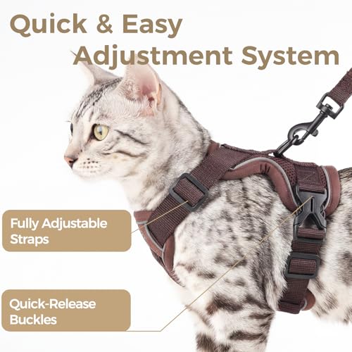 Cat Harness and Leash Set (Brown / Small)