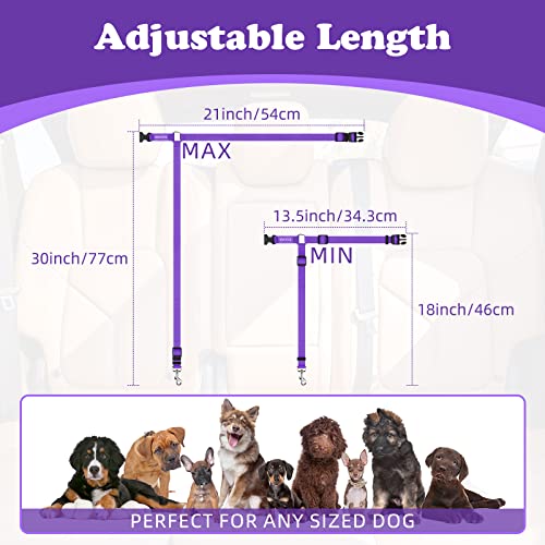2 Pack Dog Seat Belt for Car (Purple)