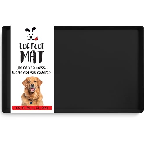 Dog Food Mat Waterproof Dog Bowl Mat for Food and Water (XX-Large: 32" x 24" / Black)