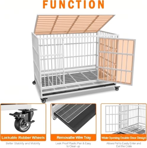 48” Heavy Duty Dog Crate (White)