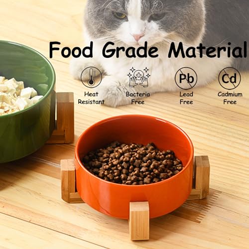 Ceramic Dog Bowl Set with Stand (Rust Red / Puppy/Small Size Dogs & Cat Bowls 400ML*2)