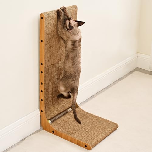 Cardboard Cat Scratcher for Indoor Cats (Brown / 17x13.1x32)
