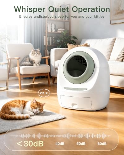 Casa Leo Automatic Self Cleaning Cat Litter Box Bundle with App Control (Green)