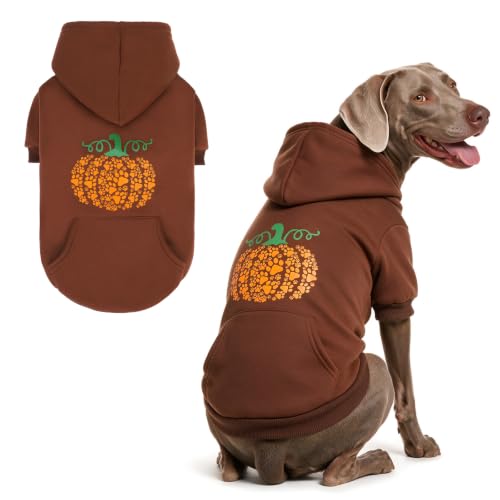 Fall Dog Clothes Thanksgiving Pet Hoodie Sweater for Large Dogs (Brown / X-Large)