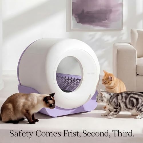 Automatic Litter Box Self Cleaning with 120pcs Waste Bags (Purple + 120pcs Trash Bags)