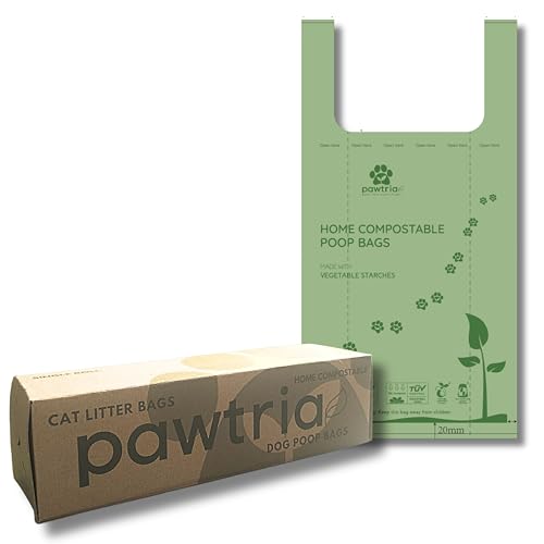Pawtria Home Compostable XL Poop Bags with Handles (100 Count (Pack of 1) / Single Mega Roll)