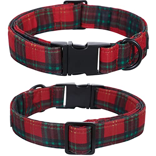 Christmas Dog Collar with Sailor Bow (Small (Pack of 1) / Red&Green Grid(Sailor Bow))