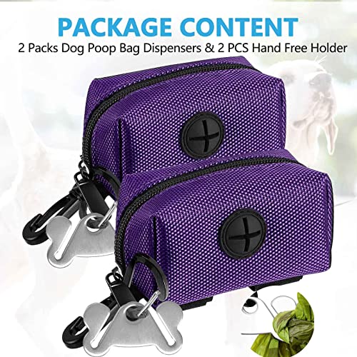 Dog Poop Bag Dispenser Holder Soft Waste Bags Roll Holders Leash 2pc Purple (2 Count (Pack of 1) / 2PCS Purple)