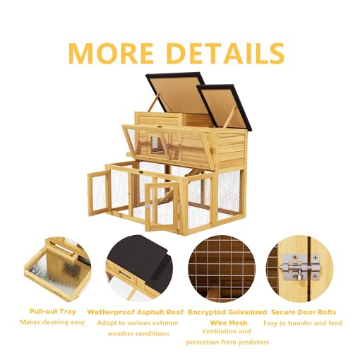 37.8" L Rabbit Hutch Indoor Outdoor for Chickens (Wood)