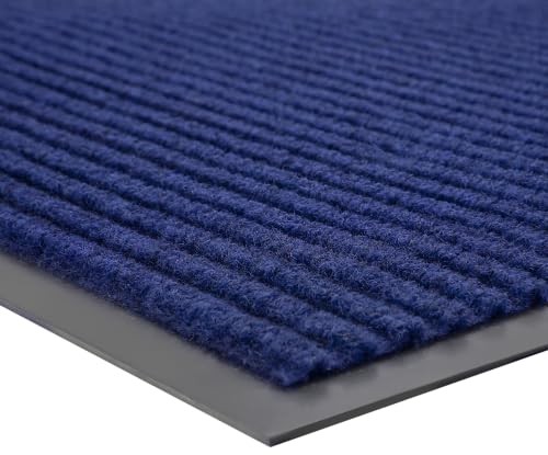 Front Door Mat (3' x 5' (Rectangular) / Blue Striped)