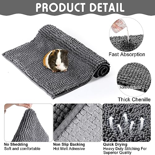 4 Pcs Guinea Pig Cage Liner (Dark Gray / 12 x 12 Inch / Low Pile Chenille)