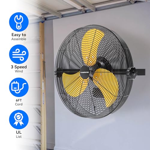 18 Inch High Velocity Wall Mounted Fan (Yellow / 18 inches (pack of 2))