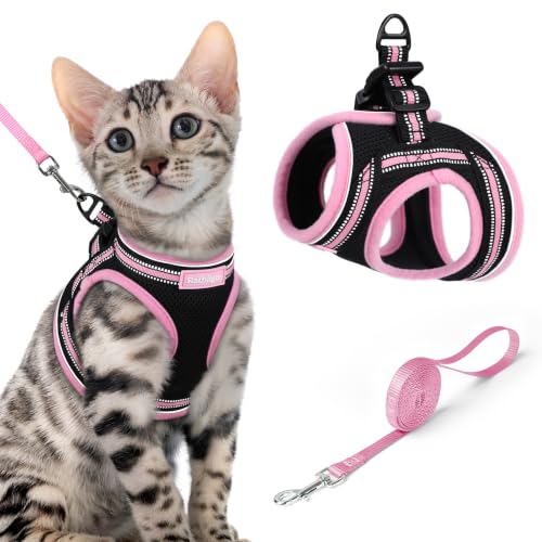 Cat Harness and Leash Set (XL / Black & Pink)