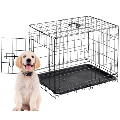 Small Dog Crate 30 Inch Foldable Single Door Dog Cage Pet Kennel (30.3"L x 18.1"W x 19.5"H)
