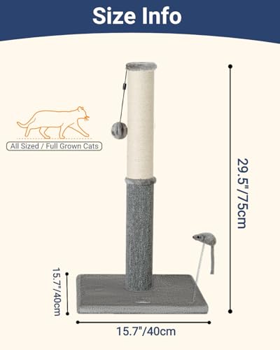 Tall Cat Scratching Post (29.5" / Light Gray)