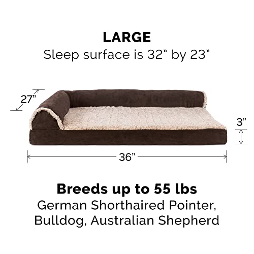 Cooling Gel Dog Bed for Large (Large / (Two-Tone Faux Fur & Suede) Espresso)