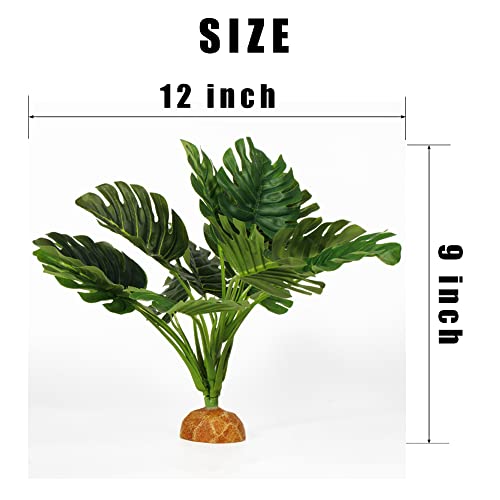 Fake Monstera Plants Reptile Terrarium Decor Gecko Tank Accessories (A-fake Monstera Plant)