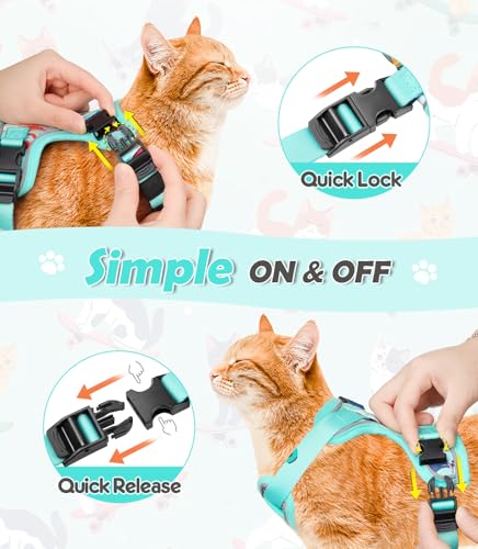 Cat Harness and Leash Set[MAX Safety 4th (H603 Pro Purrfect Green / Small (7-12lb))
