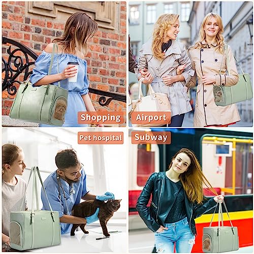 Fashion Dog Purse Pet Carrier Leather Bag for Small Dogs Cats Puppy (Green)