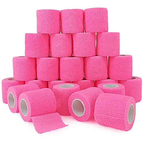 24 Pack Self Adhesive Bandage Wrap 2 Inch (2 Inch-24 Count Hot Pink)
