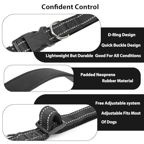 Reflective Dog Collar (Black / XS:width 5/8"neck 8-10.5")