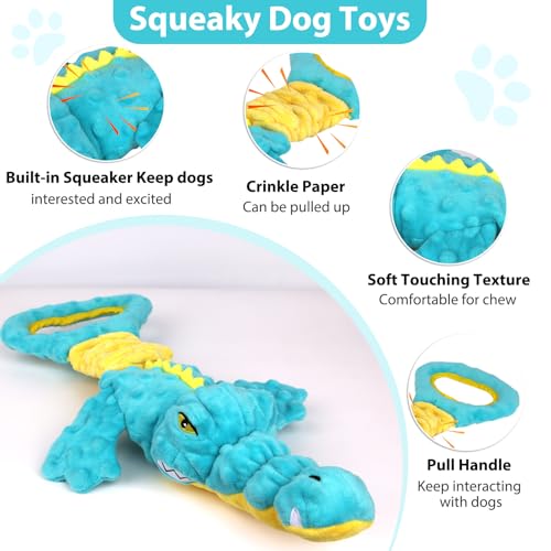 Dog Toys Cute Alligator Dog Toy Tough Plush Puppy Toy for Playtime (Blue02)