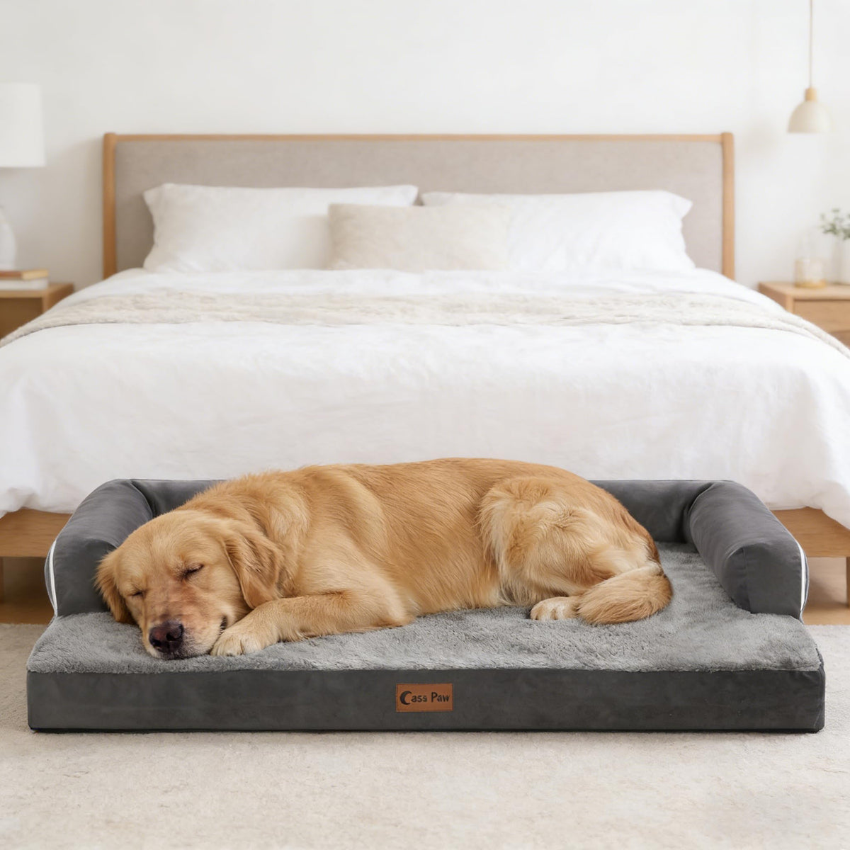 Orthopedic Washable Dog Bed for Medium Dogs (Dark Grey / 35.0"L x 22.0"W x 7.0"Th)