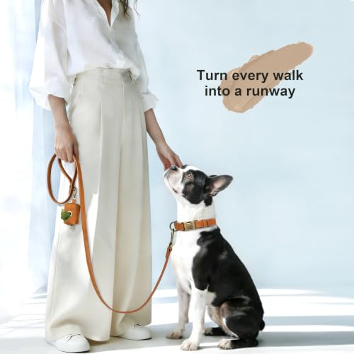 Soft PU Leather Dog Collar for Medium Dogs (M：Fit 14-18" Neck, Width ¾" / Light Brown)