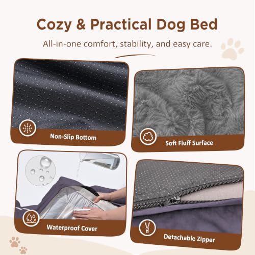 Waterproof Orthopedic Dog Bed for Medium Size Dog (30.0"L x 20.0"W x 7.0"Th / Purple)