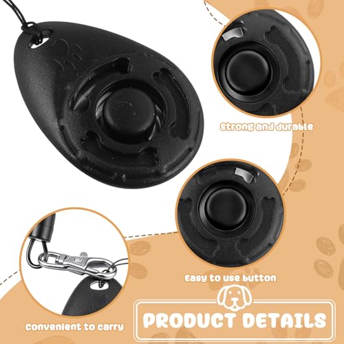 18 Pcs Dog Training Clicker with Wrist Strap for Pets (Black)