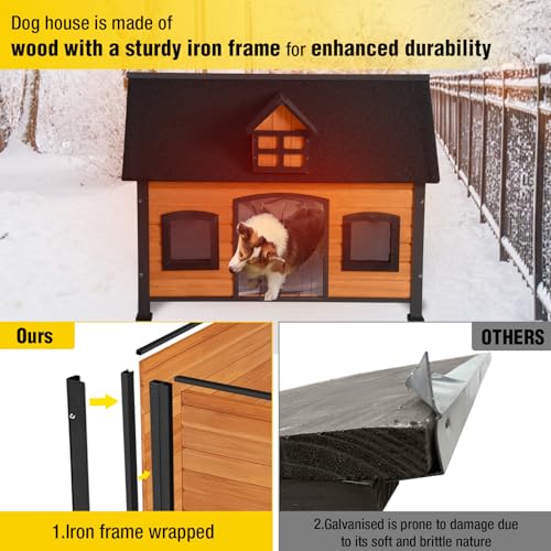 Outdoor Heated Dog House with Heating Pad Insulated Dog Houses with Anti