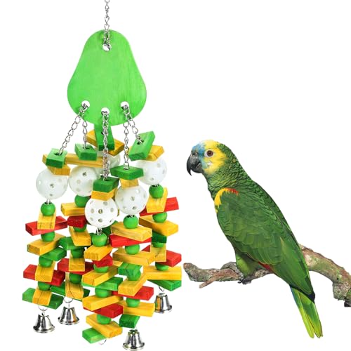 Large Bird Parrot Toys for Cockatoos African Grey Macaws Amazon Parrots (Green)