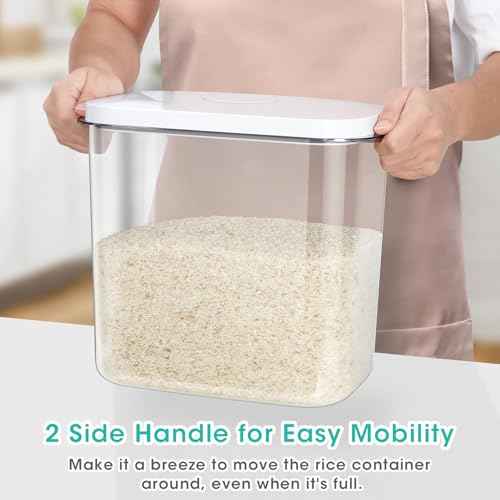Large Rice Container 25 Lbs with Easy (White/Clear / 12.7 Qt-Pop)