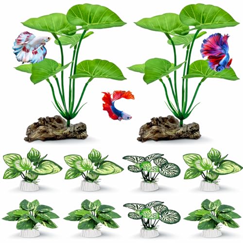10 Pack Silk Aquarium Plants Fish Tank Decorations (C（green 10 Pack）)