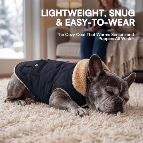 XL Warm Puffer Dog Jacket Ultra Thick Plush Quilting Winter Coat (X-Large / Dark Navy)