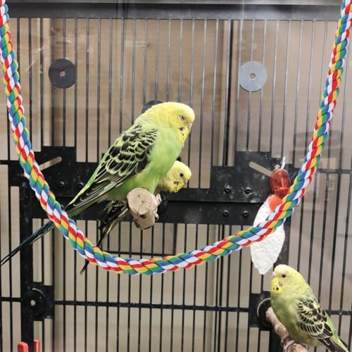 Parrot Cotton Rope Perch 41.33 in Bird Rope Climbing Toy for Cage Standing Station Chew Toy for Pet Birds Helps Exercise Balance and Coordination 1 pc (105cm)
