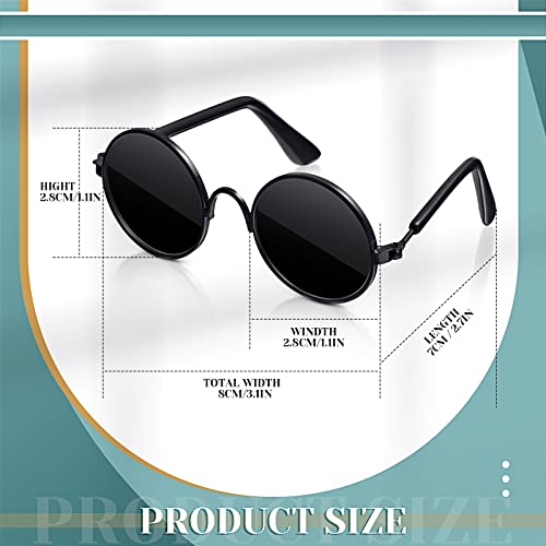 Dog Sunglasses Round Metal Pet Eyewear (Black / Classic Style)