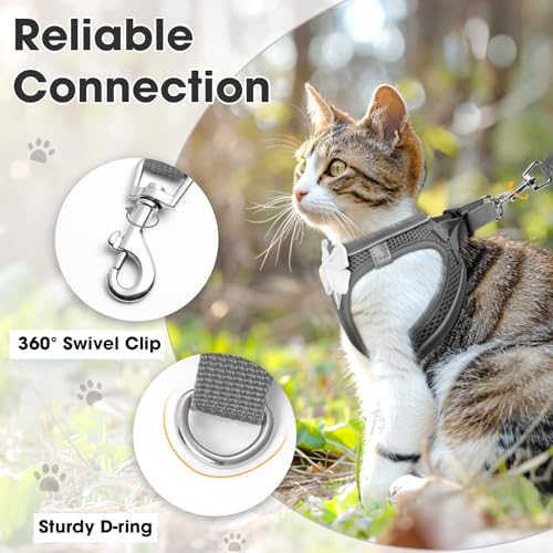 Cat Vest Harness and Leash Set (Grey / S)