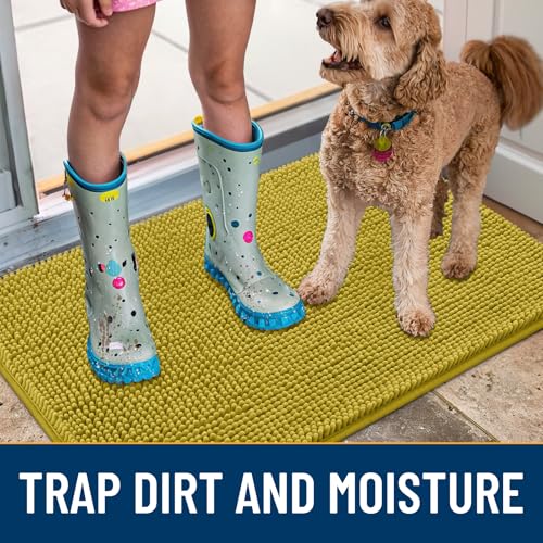 Dog Door Mat for Muddy Paws 36x24 (Mustard Yellow / 36"X24")